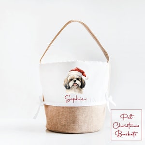 Shih Tzu, Dog Toy Basket, Christmas Basket For Dog, Christmas Gift, Basket, Christmas Bag, Dog Toy Basket,  Pet Gift