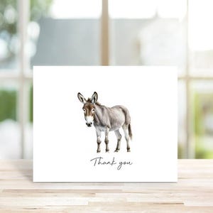 Cartes de remerciement avec un âne, Cartes de correspondance avec un âne, Cartes de cheval, Sports équestres, Cadeaux pour les cavaliers, Papeterie pour chevaux, Notes de remerciement