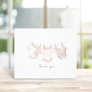 Cartes de remerciement baby shower, bébé, cartes de remerciement bébé, cartes de remerciement, genre neutre, bohème, cartes bébé bohème, merci, corde à linge