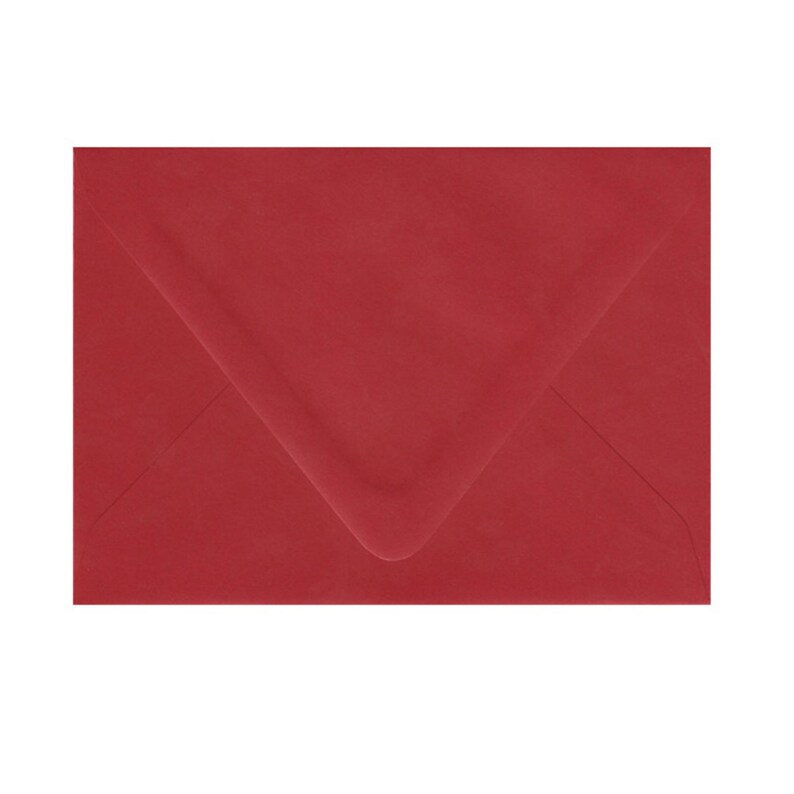 May include: A red envelope with a flap.