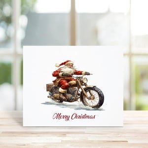 Santa, Motorcycle, Santa On A Motorcycle, Christmas Cards, Holiday Cards, Santa, Christmas Card Set, Motorcycle Christmas Cards, Santa Claus