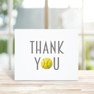 Cartes de remerciement, Cartes de remerciement de softball, Softball, Soirée à thème de softball, Cartes de remerciement amusantes, Fait main