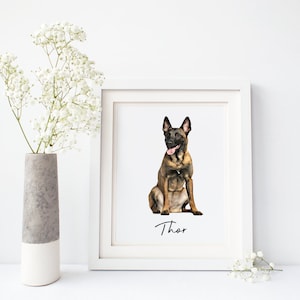 Dog Lovers, Belgian Malinois, Dog Wall Art, Dog Prints, Dog Art, New Home, Gift for Dog Owners, Art, Paintings, Belgian Malinois Print