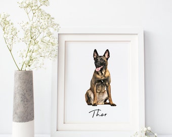 Dog Lovers, Belgian Malinois, Dog Wall Art, Dog Prints, Dog Art, New Home, Gift for Dog Owners, Art, Paintings, Belgian Malinois Print