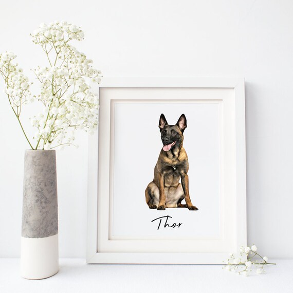 Dog Lovers, Belgian Malinois, Dog Wall Art, Dog Prints, Dog Art