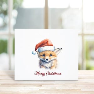 Cartes de Noël Renard, Renard, Renards, Cartes de Noël, Cartes de vœux, Jeu de cartes de Noël, Cartes Renard, Jeu de cartes pour les Fêtes, Patins à glace, Flocons de neige