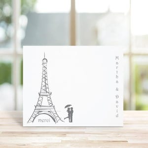 Wedding Thank You Cards, Eiffel Tower, Thank You Cards, Paris, Bridal Shower, Bridal Shower Thank You Cards, Paris Weddings, Paris Weddings