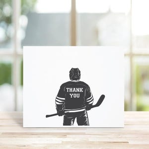 Cartes de remerciement, Cartes sur le thème du hockey, Cartes de remerciement hockey, Hockey, Soirée sur le thème du hockey, Cartes de remerciement amusantes, Joueur de hockey