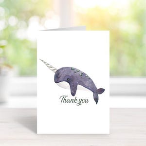 Fête Prénatale, Cartes De Remerciement Pour Fête Prénatale, Cartes De Correspondance, Aquarelle, Cartes De Remerciement, Aquarelle, Bohème, Faire-part Naissance, Nouveau Bébé, Narval