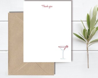 Christmas Note Cards, Christmas Stationery, Peppermint Martini, Thank You Cards, Thank You Notes