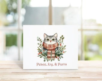 Christmas Cards, Cats, Holiday Cards, Cat Christmas Cards,  White Cat, Angry Cat, Christmas Card Set,  Holiday Card Set, Holiday, Handmade