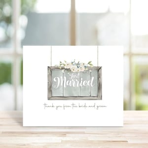 Cartes de remerciement pour mariage, Bohème, Minimal, Mariage, Je viens de vous marier, Cartes de remerciement pour mariage, Shower de bébé, Aquarelle, Mariée, Marié