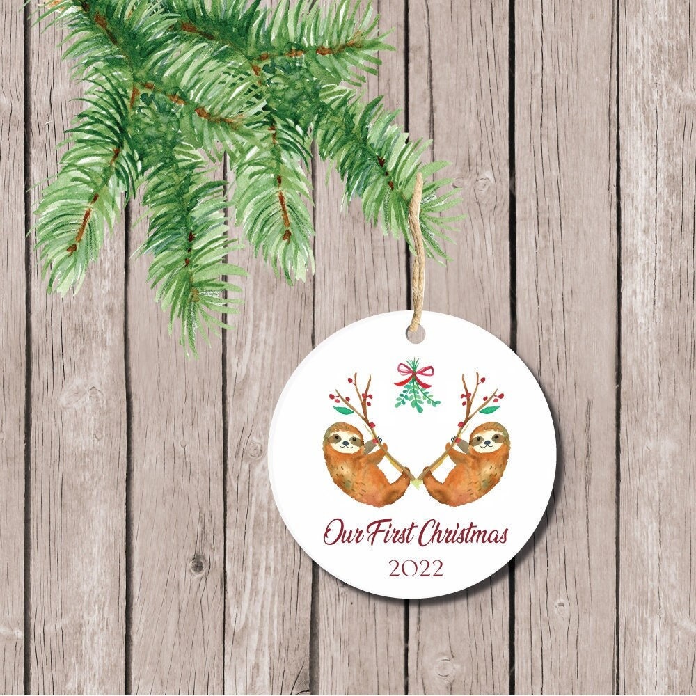 Acuarela rústico la pereza y Bebé Personalizado de tarjeta de Navidad Acuarela rústico la pereza y Bebé Personalizado de tarjeta de Navidad