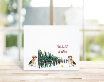 Beagle Christmas Cards, Holiday Card Set, Dogs, Dog Stationery, Dog Cards, Christmas Cards Dogs, Pets, Christmas Cards