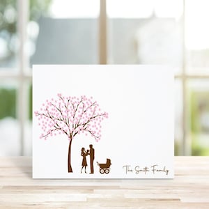 Cartes De Remerciement Bébé, Cartes De Remerciement, Cerisier, Fleurs De Cerisier, Faire-Part De Bébé, Nouveau Bébé, Faire-Part De Naissance, Silhouettes