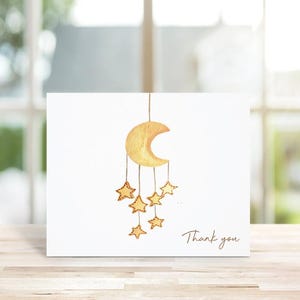Cartes de remerciement pour baby shower, Sexe neutre, Lune, Merci pour bébé, bébé bohème, mots de remerciement bébé, cartes de remerciement bébé, fille, garçon