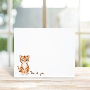 Fête Prénatale, Cartes De Remerciement Pour Fête Prénatale, Lion, Tigre, Aquarelle, Cartes De Remerciement, Animaux De La Forêt, Animaux, Faire-Part De Naissance, Nouveau Bébé