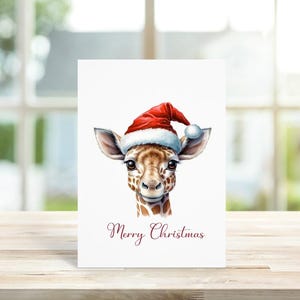 Cartes de Noël girafe, girafe, cartes de Noël, cartes de vœux, lot de cartes de Noël, cartes girafe, lot de cartes de vœux, nature sauvage, unique