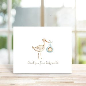 Cartes De Remerciement Bébé, Cartes De Remerciement Nouveau Bébé, Faire-Part De Bébé, Nouveau Bébé, Petit Garçon, Cigogne, Cartes De Merci