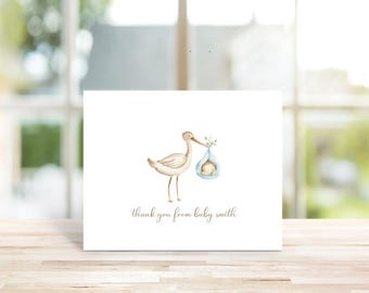 Stork Baby Thank You Cards: New Baby Announcements