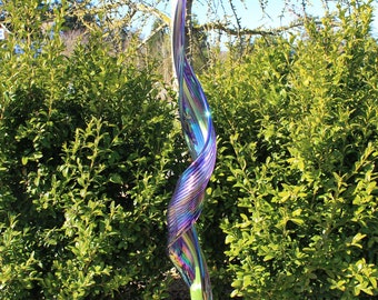 Hand Blown Glass Garden Leaf Art Outdoor Sculpture Decor 3585 purple iridescent Oneil