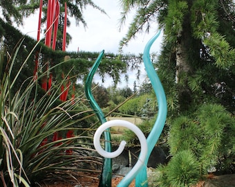 Hand Blown Glass Garden Art: Outdoor Crystal Sculpture, 3-Piece Set