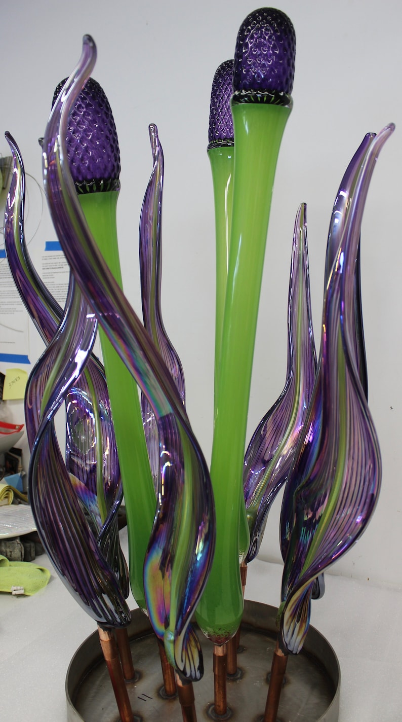 Yard art glass garden art Hand Blown Glass Garden Leaf Art Etsy