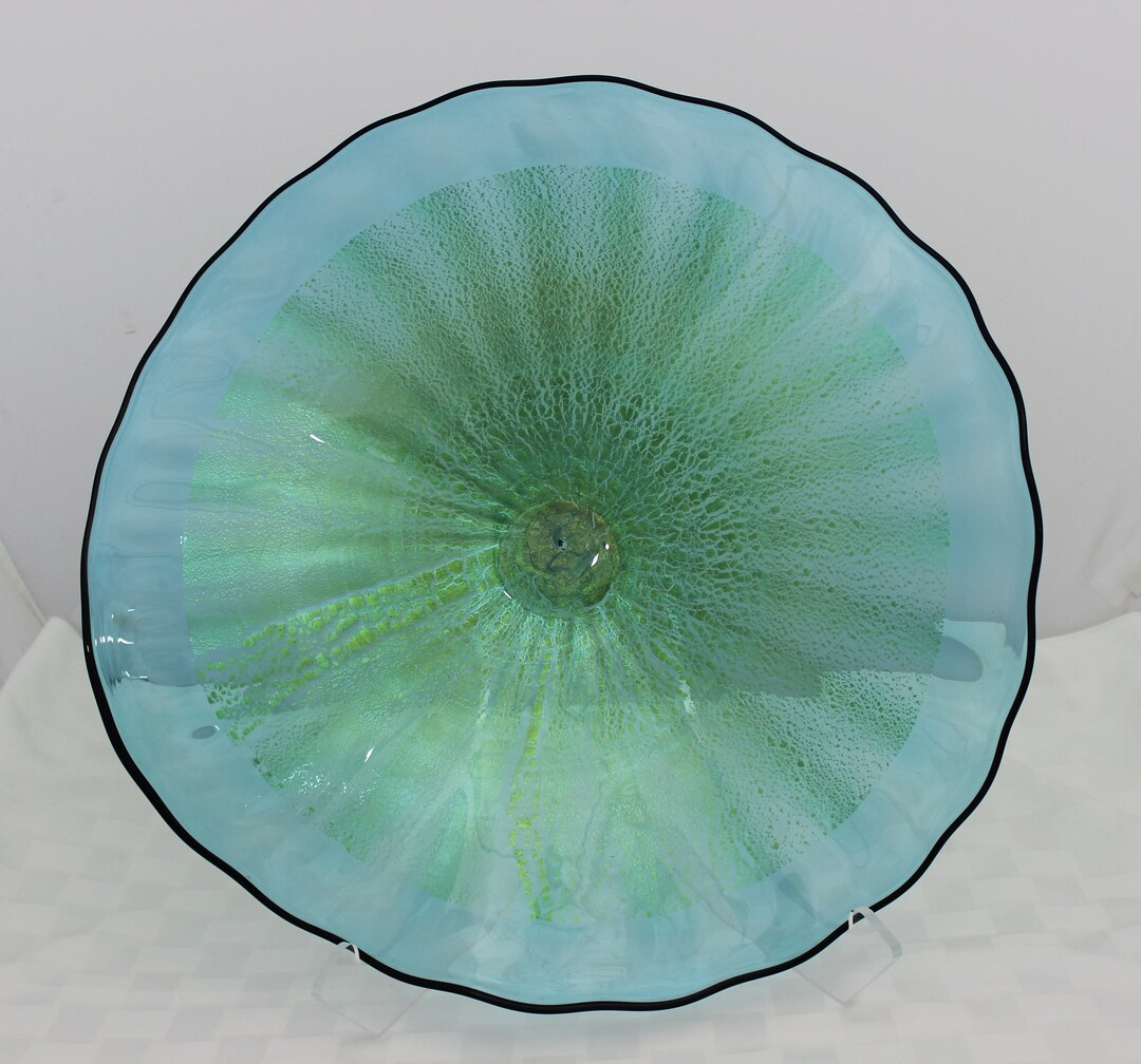 Beautiful Hand Blown Glass Art Silver Foil Wall Platter Bowl Etsy