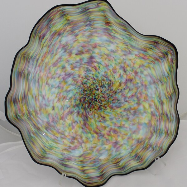 Beautiful Hand Blown Glass Art Wall Platter Bowl 8725 multi color  ONEIL