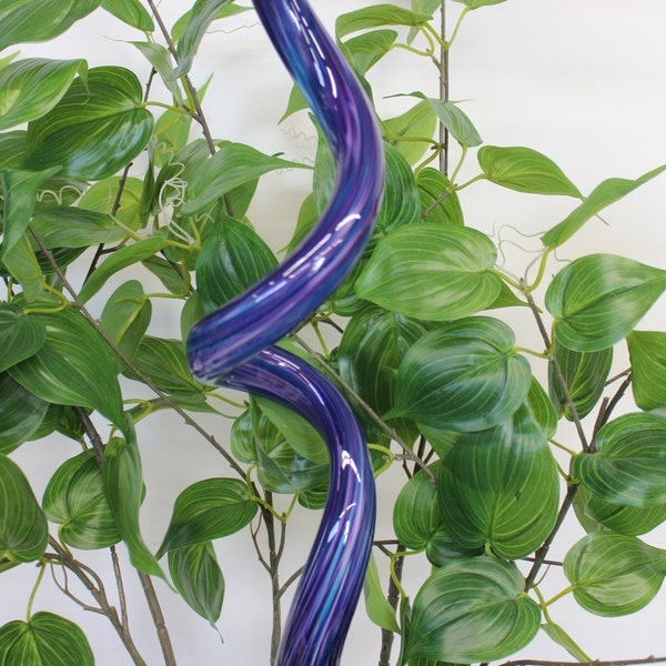 Hand Blown Glass Art Garden Crystal Finial Garden Sculpture Oneil 3521 blue purple opaque