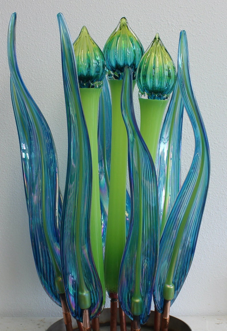 Yard Art Glass Hand Blown Glass Handblown Garden Art Glass Etsy