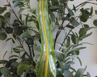 Hand Blown Glass Garden Leaf Art Outdoor Sculpture Decor 2348 lime iridescent Oneil