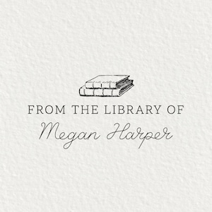 Tampon de bibliothèque, Tampon de livre, Tampon auto-encreur, Cadeaux pour les amateurs de lecture, Produit provenant de la bibliothèque de, Ex-libris personnalisé, Tampon en bois | #23