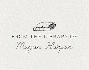 Library Stamp, Book Stamp, Self Inking Stamp, Gifts for Book Lovers, From the Library of, Custom Bookplate, Wood Stamp | #23