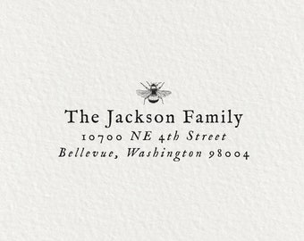 Bee Address Stamp, Return Address Stamp Self Inking, Custom Address Stamp, Personalized Address Stamp, Wood Stamp, Rustic Stamp | #130