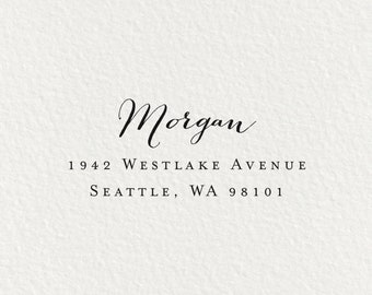Return Address Stamp, Self Inking Address Stamp, Calligraphy Stamp, Custom Stamp, Personalized Stamp, Wood Stamp, Family Stamp | #50