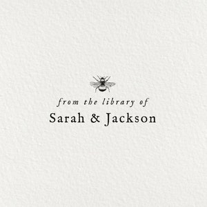 Honeybee Library Stamp, Book Stamp, From the Library of, Ex Libris Stamp, Bee Stamp, Bookplate Stamp, Self Inking Stamp, Wood Stamp | #37