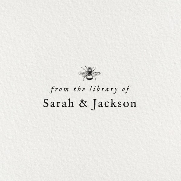 Honeybee Library Stamp, Book Stamp, From the Library of, Ex Libris Stamp, Bee Stamp, Bookplate Stamp, Self Inking Stamp, Wood Stamp | #37