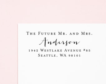 Future Mr and Mrs Self Inking Address Stamp, Wedding Stamp, Save the Date Stamp, Return Address Stamp, Custom Wood Stamp, Mr and Mrs | #76B