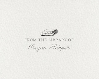 Library Stamp, Book Stamp, Self Inking Stamp, Gifts for Book Lovers, From the Library of, Custom Bookplate, Wood Stamp | #23