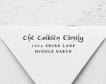 Return Address Stamp, Self Inking Address Stamp, Gift for Tolkien Fans, Custom Wood Stamp, Personalized Stamp, Family Stamp | #125