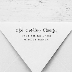 Return Address Stamp, Self Inking Address Stamp, Gift for Tolkien Fans, Custom Wood Stamp, Personalized Stamp, Family Stamp 125 image 1