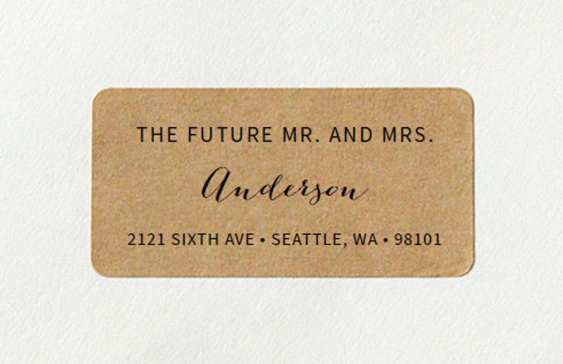 Save the Date Labels Custom Printed Return Address Labels Future Mr and Mrs Brown Kraft Labels Calligraphy Address Labels