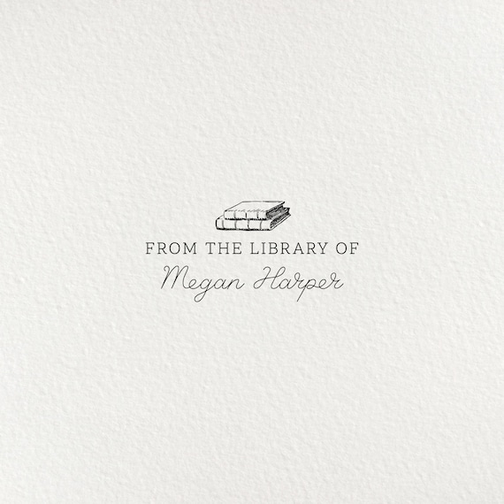 Library Stamp, Book Stamp, Self Inking Stamp, Gifts for Book Lovers, From the Library of, Custom Bookplate, Wood Stamp | #23