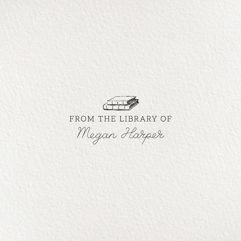 Library Stamp, Book Stamp, Self Inking Stamp, Gifts for Book Lovers, From the Library of, Custom Bookplate, Wood Stamp