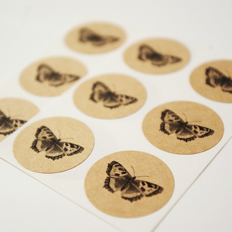 Butterfly Envelope Seal Stickers in Brown Kraft Kraft Etsy