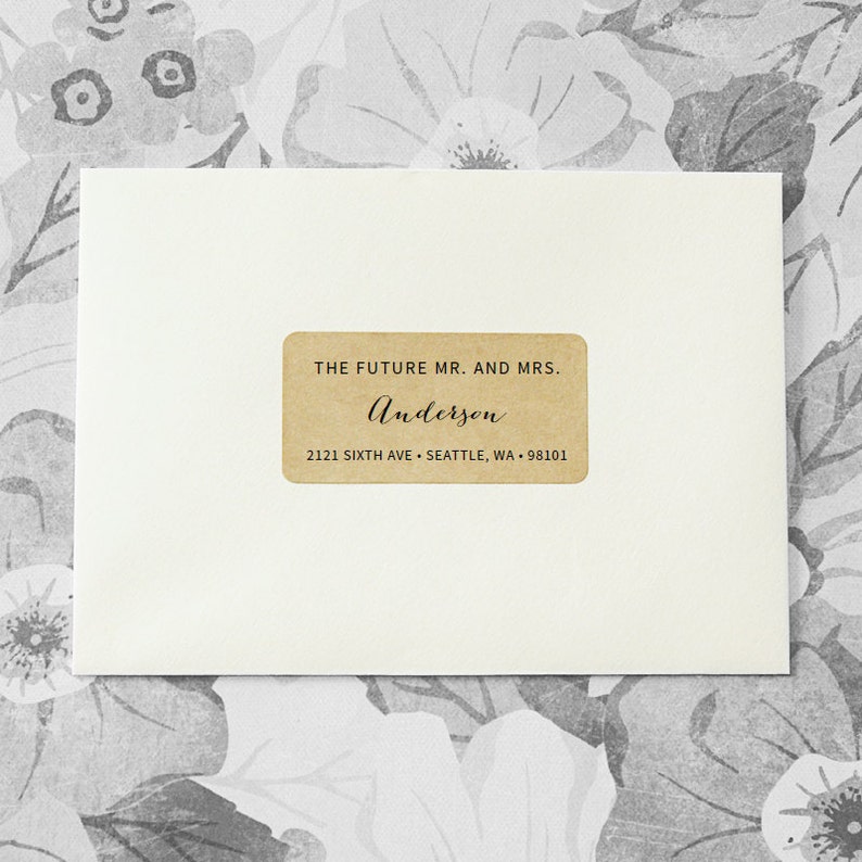 Save the Date Labels Custom Printed Return Address Labels Future Mr and Mrs Brown Kraft Labels Calligraphy Address Labels
