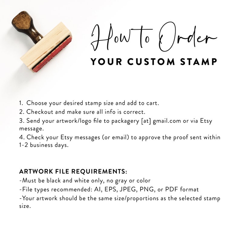 Custom Logo Stamp With Your Design, Custom Stamp for Small Business, Etsy Shop, Custom Rubber Stamp, Brand Stamp, Business Stamp, Wood Stamp image 5