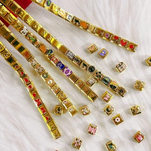 Gold Italian Charm Bracelet, Mystery Italian Charm Bracelet Gold, Italian Charms, Y2K Jewelry, Charm Bracelets, Bracelets for Women