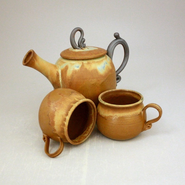 Tea Set for Two in Burmese Gold